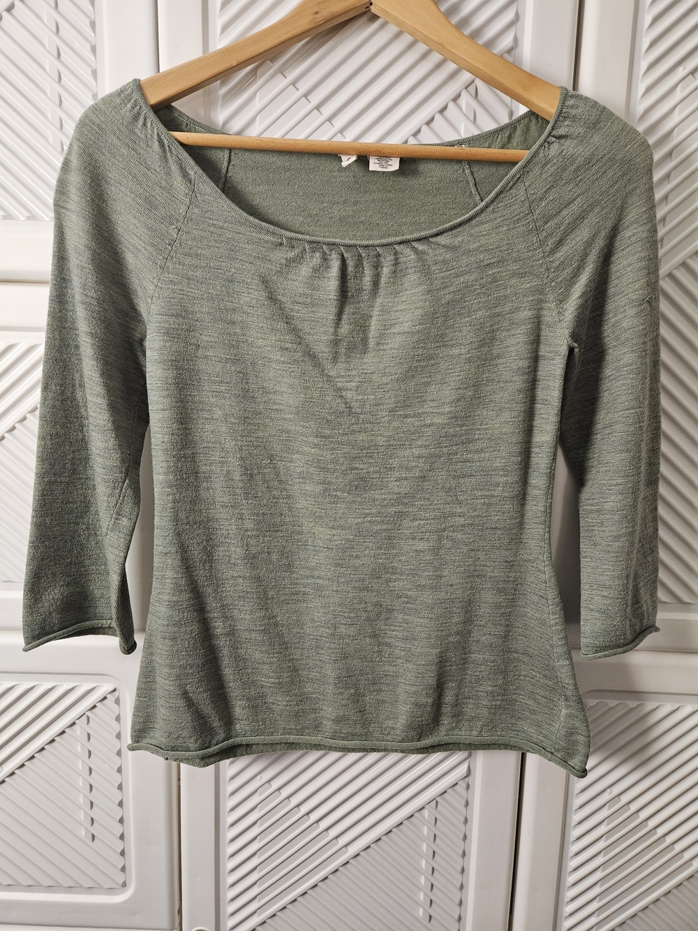 Moth Sage Green Scoop Neck Long Sleeve Top